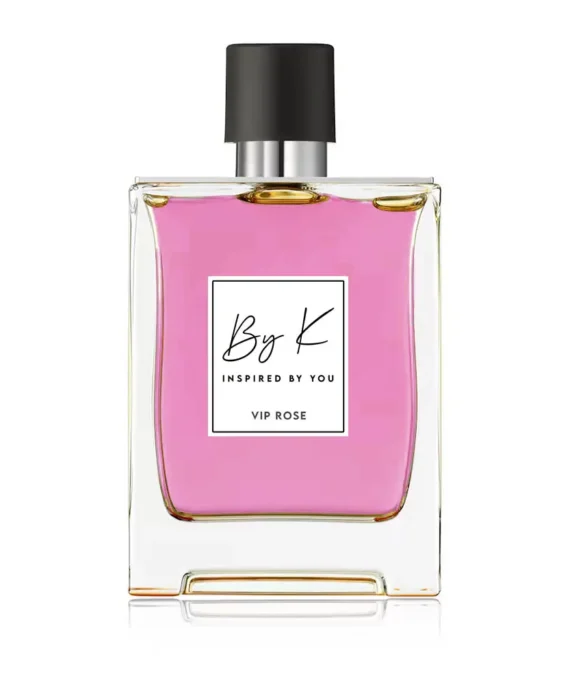 60ml Rosé Luxe Eau de Parfum bottle inspired by 212 VIP Rosé, styled with soft floral elements and a sparkling champagne backdrop.