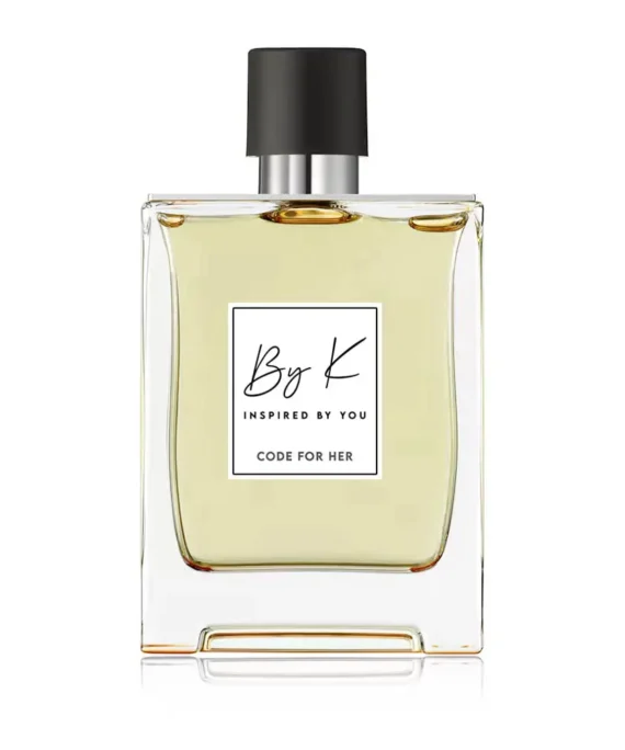 60ml Code For Women Eau de Parfum inspired by Armani Code, displayed with elegant floral and citrus elements in a warm, sensual setting.