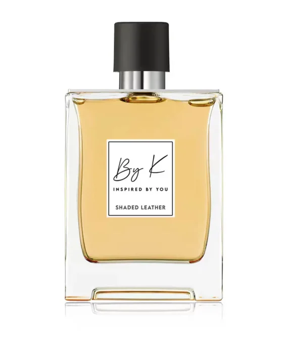 Shaded Leather perfume bottle inspired by Tom Ford Ombre Leather, matte black design with elegant backdrop