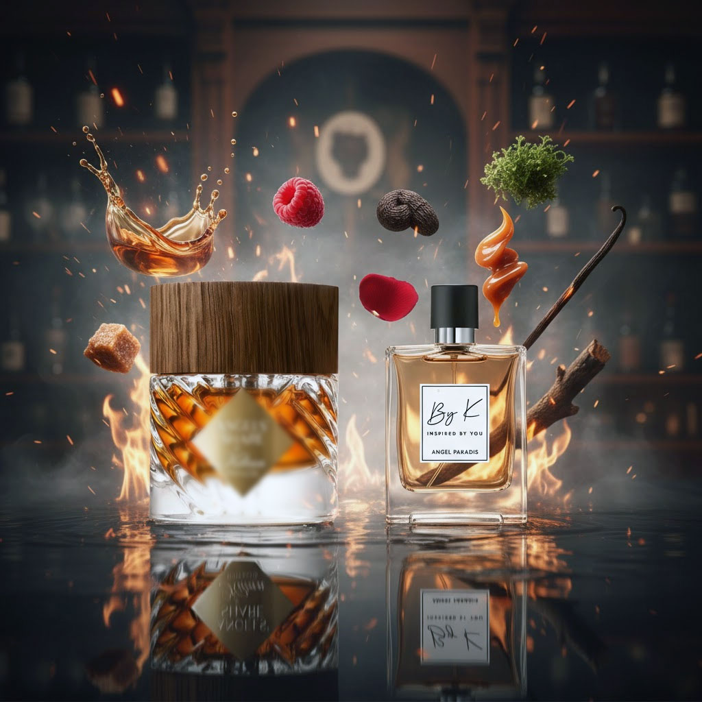 ByK Paradise vs Angels’ Share Paradis Comparison ByK Paradise perfume bottle placed next to the original Angels’ Share Paradis by By Kilian